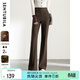 尚都比拉颯美利落氣質(zhì)通勤OL顯瘦時(shí)髦復古高腰顯瘦微嗽長(cháng)褲加絨加厚闊腿褲 134K52218咖色（加絨） M