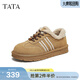 他她（TATA）棉鞋冬季厚底板鞋加絨毛毛德訓鞋休閑平底鞋CUD01DM5 棕黃（仿毛里） 38