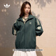 adidas休閑簡(jiǎn)約三條紋梭織立領(lǐng)夾克外套男裝秋季阿迪達斯三葉草   暗綠   S