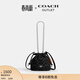 蔻馳（COACH）奧萊女士女包經(jīng)典標志丹寧布FAYE 17號迷你拉繩包單肩斜挎包禮物 SV/黑色