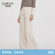 歌莉婭針織褲女秋冬新款慵懶風(fēng)穿搭休閑直筒長(cháng)褲寬松闊腿褲1ENC1I05A 07W米色 M