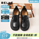百麗（Belle）復古方扣羊皮樂(lè )福鞋女2026春新商場(chǎng)同款便士樂(lè )福鞋F1E1DAM6預售 黑色 37 (235mm)