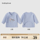 babylove【清倉】新生兒半背衣和尚服秋季純棉提花嬰兒上衣睡衣星月棉毛 氣泡藍 52