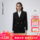 朗姿復古氣質(zhì)職業(yè)通勤黑色西裝外套春季新款短款西服上衣女 黑色2 M