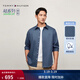Tommy Hilfiger【免燙肌理】秋冬男裝商務(wù)休閑純色條紋長(cháng)袖襯衣襯衫外套 【凈色】-深藍色DBZ S （推薦：120-135斤）