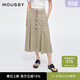 moussy 新品復古港風(fēng)垂感A型牛仔半身裙女028ISA11-2601 070米色 M