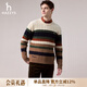 哈吉斯（HAZZYS）男裝 冬季圓領(lǐng)毛衣針織撞色條紋絞花羊毛衫男ABYZD0CDD47 奶油色CR 2XL （185/104A 52）