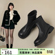 ZHR平底短靴女2025冬新款加絨英倫馬丁靴女顯瘦雪地靴子女JF307A黑38