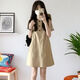 穿搭語(yǔ)錄（Chaundayulu）復古無(wú)袖背心連衣裙女夏季卡其色圓領(lǐng)裙子小個(gè)子寬松顯瘦字短裙子 連衣裙 S 建議90-110斤
