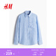 H&M女裝襯衫2025夏季新款時(shí)尚透氣松馳感亞麻襯衫有領(lǐng)上衣1219107 藍色/條紋 XS 155/80
