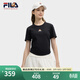FILA斐樂(lè )t恤短袖女子韓素希同款上衣2025夏新款收腰小狐貍刺繡辣妹T恤 傳奇藍-NV XL 175/92A/XL