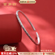 百歲坊足銀999 魚(yú)悅銀手鐲女古法實(shí)心雪花銀細圈年輕款純銀鐲子生日禮物 足銀999 魚(yú)悅