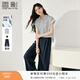 香影鹽系輕熟風(fēng)套裝女兩件套2026夏裝新款條紋襯衫褲子一整套穿搭 藏青 L