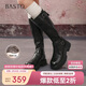 百思圖25冬騎士靴街頭潮流通勤粗跟女長(cháng)靴F2032DG5 黑色 37