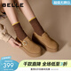 百麗（Belle）千層可頌質(zhì)感勃肯鞋女款商場(chǎng)厚底增高休閑鞋E4S1DCM5預售 棕色-單里 37 (235mm)
