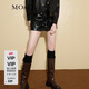 MO&Co.秋季解構黑色素皮小開(kāi)叉A字高腰短褲裙褲