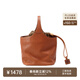 裘真復古遇花籃包手提斜挎牛皮包通勤休閑大容量菜籃子包 焦糖棕-荔枝紋