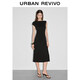 UR2026春季新款女裝休閑簡(jiǎn)約斜肩收腰修身連衣裙UWH760041+ 黑色 S