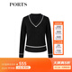 PORTS寶姿女裝秋季新款線(xiàn)條裝飾黑色V領(lǐng)毛衣LM8K432MZF004 黑色 L （8）