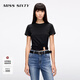 MISS SIXTY2025夏季新款短袖T恤女圓領(lǐng)鉆飾彈力修身顯瘦短款上衣 黑色 L