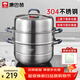 康巴赫304不銹鋼三層蒸鍋蒸籠復底湯蒸鍋多功能防燙鍋具28cm燃氣灶通用