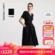 朗姿25醋酸長(cháng)裙子春夏新款法式收腰黑色赫本風(fēng)高級感氣質(zhì)連衣裙女 黑色 M