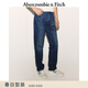 Abercrombie & Fitch【短版】美式仿舊水洗直筒牛仔褲長(cháng)褲25秋冬男裝KI131-5294 藍色 28 (175/70A)短版