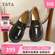 他她（TATA）偵探家厚底小皮鞋女黑色樂(lè )福鞋英倫風(fēng) 黑色（寬版） 38