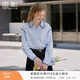 香影法式藍色翻領(lǐng)襯衫女2026春裝新款寬松襯衣棉撞色刺繡通勤上衣 藍色 M 160/84A/95-110斤