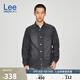Lee商場(chǎng)同款25新品舒適版翻領(lǐng)黑灰色男長(cháng)袖牛仔襯衫 黑灰色 L