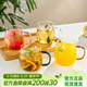憶壺茶（YIHUTEA）耐熱玻璃杯套裝加厚家用四色喝水杯子果汁杯牛奶咖啡杯大容量茶杯 四色杯 4只裝*400ml