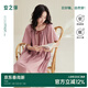 安之伴【巨涼感】睡衣女春夏季短袖睡裙2026新款純棉慵懶條紋休閑家居服 烏梅粉【柔軟有彈性-超入眠】 M