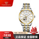 天王手表男 時(shí)尚鋼帶鏤空機械表 復古男士腕表 金色機械男表GS5882T-2