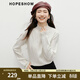 紅袖（hopeshow）輕熟針織衫2025冬季新款女裝提花木耳邊喇叭袖立領(lǐng)時(shí)尚洋氣上衣 本白001 M