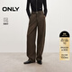 ONLY2025冬季新款寬松休閑解構拼接提臀高腰牛仔褲女|125432025 E13黑巧棕色 M M褲長(cháng)減短