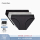 Calvin Klein內衣女士三條裝簡(jiǎn)約提花舒適ck棉質(zhì)微彈純色性感比基尼三角內褲女 0P6-太空黑/椰青灰/英雄灰 3條 S