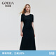 歌莉婭黑色連衣裙女夏新款絕美好看設計感小黑裙子1C5L4HAX0 00B黑色 M