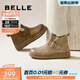 百麗（Belle）復古擦色鞋頭牛皮休閑靴女冬季新款商場(chǎng)厚底短靴E5D1DDD5 杏色 37 (235mm)