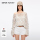 MISS SIXTY2025夏季新款針織衫女精梳棉圓領(lǐng)鉤織花紋浪漫度假風(fēng) 白/杏 S