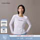 Calvin KleinJeans春秋女士休閑通勤ck字母印花圓領(lǐng)打底衫修身長(cháng)袖T恤上衣