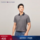 Tommy Hilfiger【透氣舒適】春夏男裝珠地網(wǎng)眼商務(wù)花紗鑲邊翻領(lǐng)短袖T恤POLO 深灰色DW5 M （推薦：135-150斤）