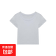 夏季ins正肩修身短款T恤甜妹辣妹休閑時(shí)尚顯瘦純欲韓版百搭上衣 白灰色 S 建議：70斤-100斤