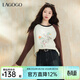 LAGOGO童趣涂鴉長(cháng)袖T恤衫女拉谷谷2026春新款插肩袖內搭打底上衣 米棕 M
