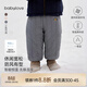 babylove寶寶夾棉長(cháng)褲冬季綿羊毛外出保暖束腳褲兒童百搭休閑褲子 煙灰 90