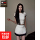 針織短袖辣妹上衣時(shí)尚女修身裙子夏季高腰百褶裙網(wǎng)球短裙套裝禮服 上衣+半身裙 【女神性感風(fēng)】 L (106-115斤)