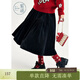 紫涵不規則拼接半身長(cháng)裙女冬季復古森系百搭文藝時(shí)尚顯瘦 黑色 L