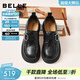 百麗（Belle）復古方扣羊皮樂(lè )福鞋女2026春新商場(chǎng)同款便士樂(lè )福鞋F1E1DAM6預售 黑色 37 (235mm)