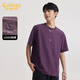 卡賓（CABBEEN）【樹(shù)皮紋肌理】男裝純棉刺繡T恤2025夏新款圓領(lǐng)短袖潮牌上衣 深紫色59（寬松版型） L /175/50