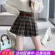 歐貝汐毛呢格子百褶半身裙2026新款女春秋美式高腰a字jk短裙小個(gè)子 咖啡色 XL