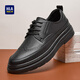 海瀾之家HLA皮鞋男布洛克透氣商務(wù)休閑鞋子男HAAPXM1EAV069 黑色38